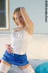 Mischel Blonde Upskirt Spreading